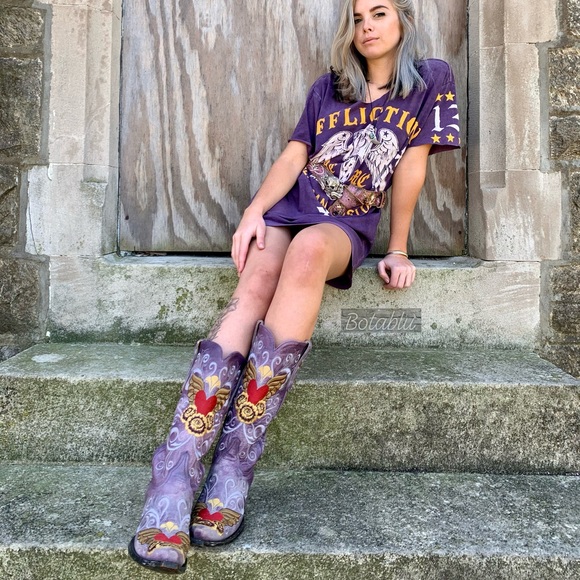 SOLD🔥OLD GRINGO Grace Heart Wing Purple Red Boots - Picture 8 of 15